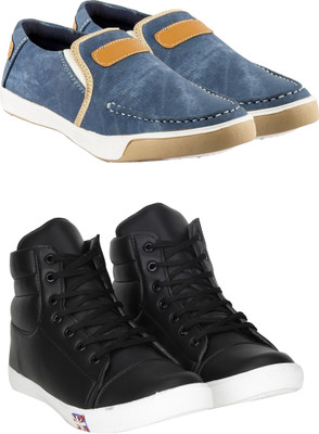 

Knot n Lace Combo Pack of 2 Casual Sneakers Sneakers For Men(Black, Blue