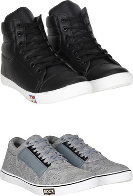 

Knot n Lace Combo Pack of 2 Casual Sneakers Sneakers For Men(Black, Grey