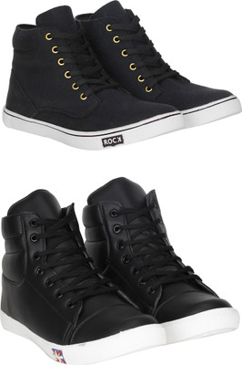 

Knot n Lace Combo Pack of 2 Casual Boots Sneakers For Men(Black, Black