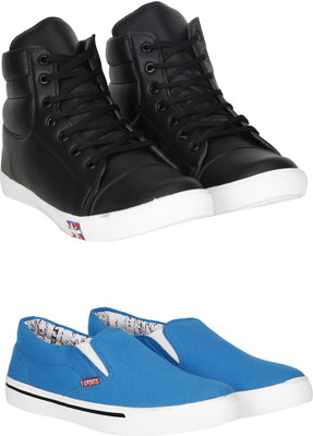 

Knot n Lace Combo Pack of 2 Casual Sneakers Sneakers For Men(Black, Blue, Black::sky