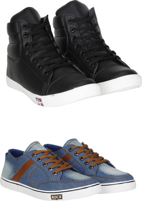 

Knot n Lace Combo Pack of 2 Casual Sneakers Sneakers For Men(Black, Blue, Black::sky