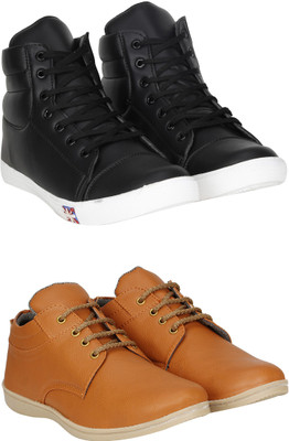 

Knot n Lace Combo Pack of 2 Boots & Sneaker Sneakers For Men(Black, Beige