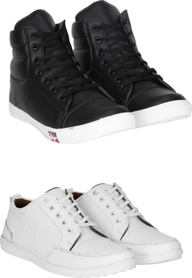 Knot n Lace Combo Pack of 2 Boots & Sneaker Sneakers For Men(Black, White