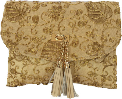 

Regiis Women Evening/Party Gold Silk Sling Bag