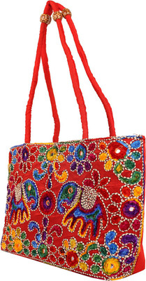 

Craft Trade Women Evening/Party Red Cotton Shoulder Bag