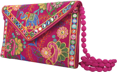

Craft Trade Women Evening/Party Pink Cotton Sling Bag