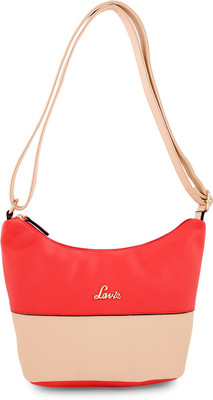 

Lavie Women Casual Beige, Red Leatherette Sling Bag