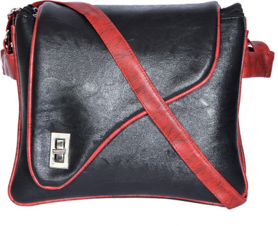 

Borsamania Women Casual Black Leatherette Sling Bag
