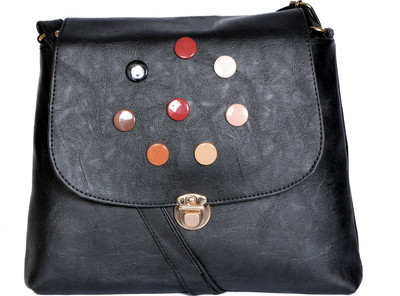 

Borsamania Women Casual Black Leatherette Sling Bag