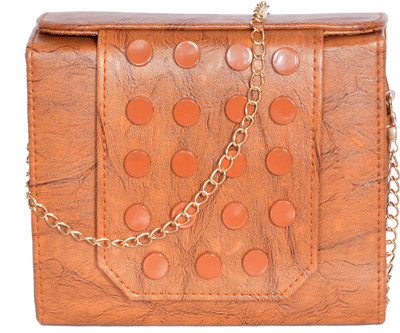 

Borsamania Women Casual Tan Leatherette Sling Bag
