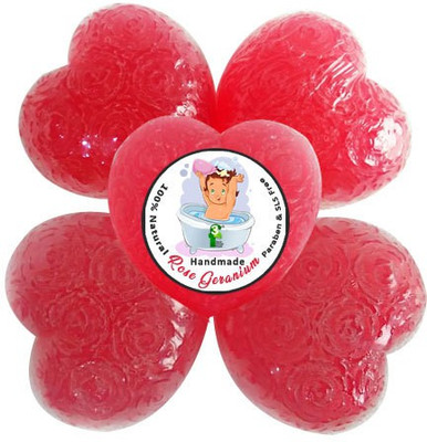 3F Handmade ROSE GERANIUM Heart Shape KIDS Soap(250 g, Pack of 5)