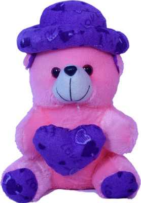 

COST TO COST Soft pink teddy with blue cap - 10 inch(Multicolor)