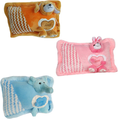 

MEGAEMART SOFT BABY PILLOW [BROWN, BLUE AND PINK] - 36 cm(Multicolor)