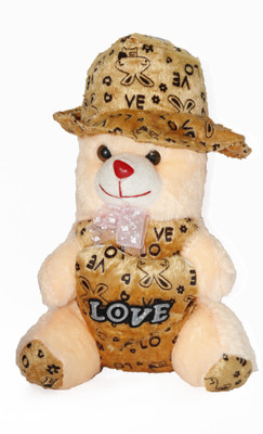 

stuffed toy cap heart teddy bear - 20 cm(Peach)