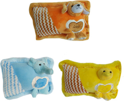 

MEGAEMART SOFT BABY PILLOW [YELLOW,BROWN AND BLUE] - 36 cm(Multicolor)