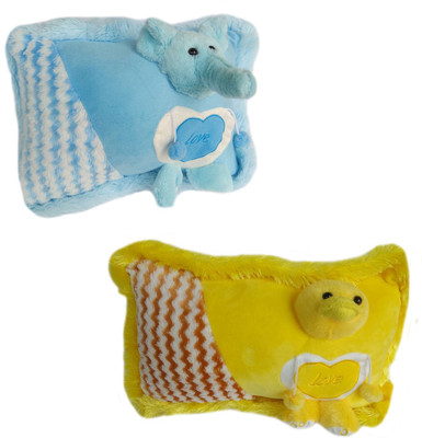 

MEGAEMART SOFT BABY PILLOW [YELLOW AND BLUE] COMBO - 36 cm(Multicolor)