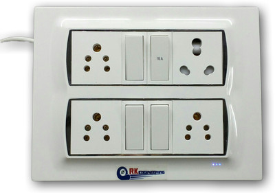 

Rk Modular Extension Bord CONA With 10 meter long cable upto 1200w 4 Socket Surge Protector(White)