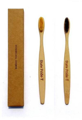 

State Pride - T Biodegradable Bamboo Toothbrush for Adults - Pack of 2| Eco Toothbrushes | 100% Biodegradable Handle | Yellow and Brown Colours Medium Bristles | Recyclable Toothbrush | BPA & Plastic-Free Medium Toothbrush(Pack of 2)