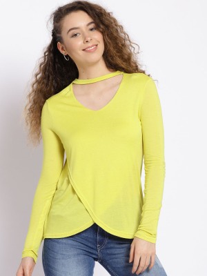 Sera Casual Full Sleeve Solid Women Yellow Top