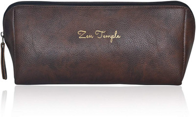 

Zen Temple Men Vegan Leather Toiletry Bag Travel Toiletry Kit(Brown)
