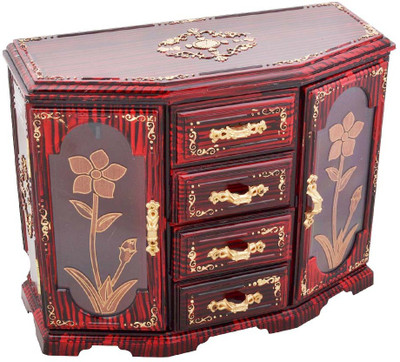 

Tuelip Antique Jewellery Box Antique Jewellery Box Plastic Multi Use Giftable Jewellery Box With Door JewelleryBox-Doubledoor Vanity Box(Red)