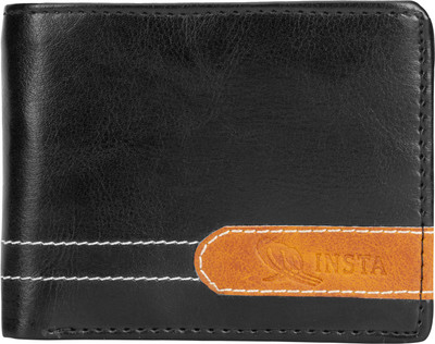 

INSTA SERVICE Men Black Artificial Leather Wallet(6 Card Slots)