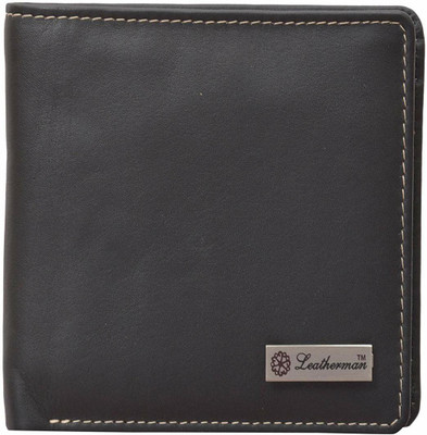 

Leatherman Men Tan Genuine Leather Wallet(11 Card Slots), Black