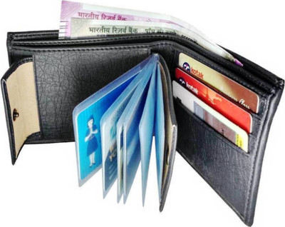 

Wenzest Boys Casual, Formal, Trendy Black Artificial Leather Wallet(11 Card Slots), Balck