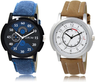 

LOREM LR2-17 COMBO White & Black Round Boy's Leather Watch - For Men