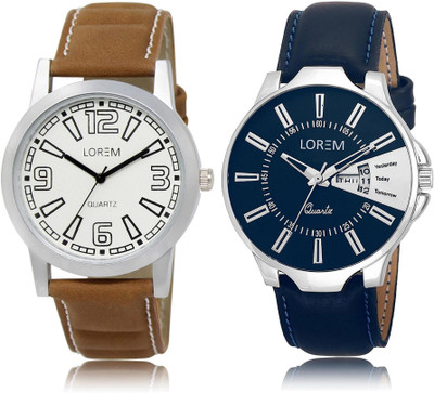 

LOREM LR15-23 COMBO Silver & White Round Boy's Leather Hybrid Watch - For Men