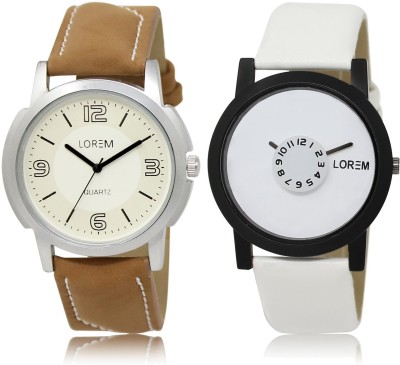 

LOREM LR16-26 COMBO White Round Boy's Leather Watch - For Men