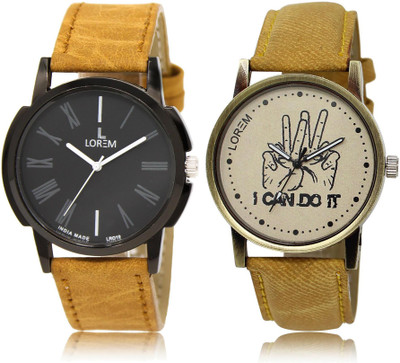 

LOREM LR19-30 COMBO Grey & Black Round Boy's Leather Watch - For Men