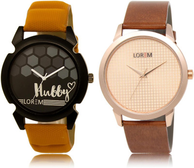 LOREM LR32-34 COMBO Rose Gold & Black Round Boy's Leather Watch - For Men
