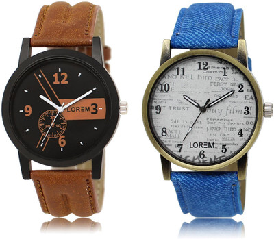 

LOREM LR1-28 COMBO White & Black Round Boy's Leather Watch - For Men