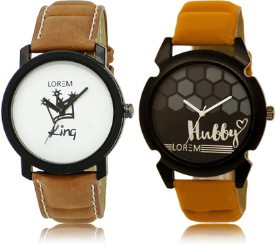 

LOREM LR18-32 COMBO Black & White Round Boy's Leather Watch - For Men