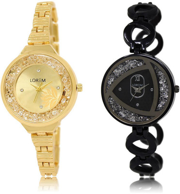 

LOREM LR224-237 COMBO Silver & Gold Round Girl's Metal Bracelet Watch - For Women