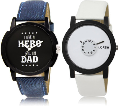 

LOREM LR7-26 COMBO White & Black Round Boy's Leather Watch - For Men