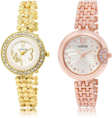 

LOREM LR203-228 COMBO Multicolor Round Girl's Metal Bracelet Watch - For Women