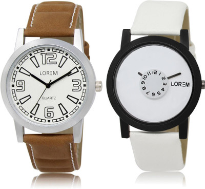 

LOREM LR15-26 COMBO White Round Boy's Leather Watch - For Men