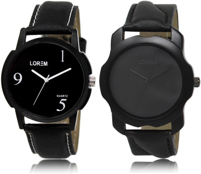 

LOREM LR6-22 COMBO Black Round Boy's Leather Watch - For Men