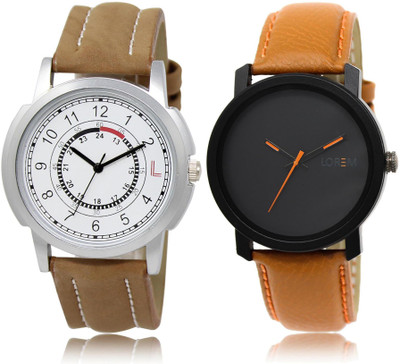 

LOREM LR17-20 COMBO Black & White Round Boy's Leather Watch - For Men