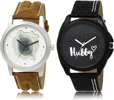 

LOREM LR9-31 COMBO Black & White Round Boy's Leather Watch - For Men