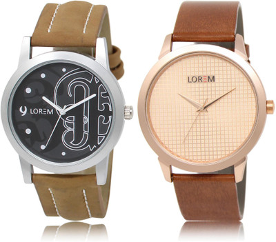 

LOREM LR14-34 COMBO Rose Gold & Black Round Boy's Leather Watch - For Men