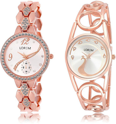 

LOREM LR215-232 COMBO White Round Girl's Metal Bracelet Watch - For Women