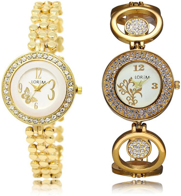 

LOREM LR203-204 COMBO Multicolor Round Girl's Metal Bracelet Watch - For Girls