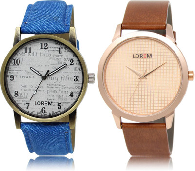 

LOREM LR28-34 COMBO Rose Gold & White Round Boy's Leather Watch - For Men