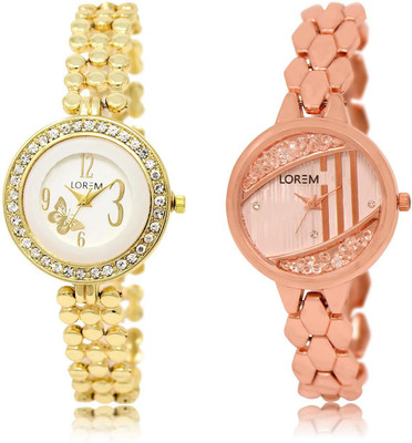 

LOREM LR203-222 COMBO Multicolor Round Girl's Metal Bracelet Watch - For Women