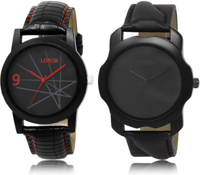 

LOREM LR8-22 COMBO Black Round Boy's Leather Watch - For Men