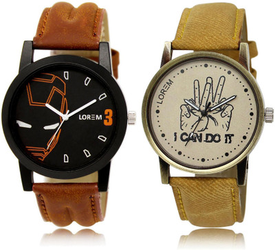 

LOREM LR4-30 COMBO Grey & Black Round Boy's Leather Watch - For Men