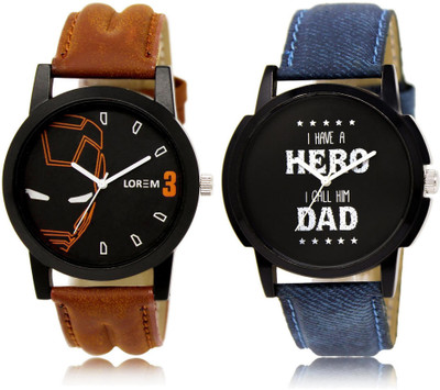 

LOREM LR4-7 COMBO Black Round Boy's Leather Watch - For Men